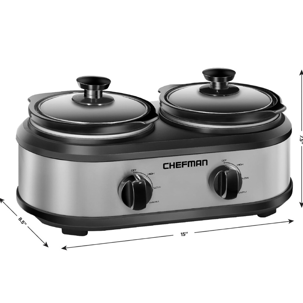 Chefman RJ15-125-D Double Slow Cooker & Buffet Server - Picture 3 of 10
